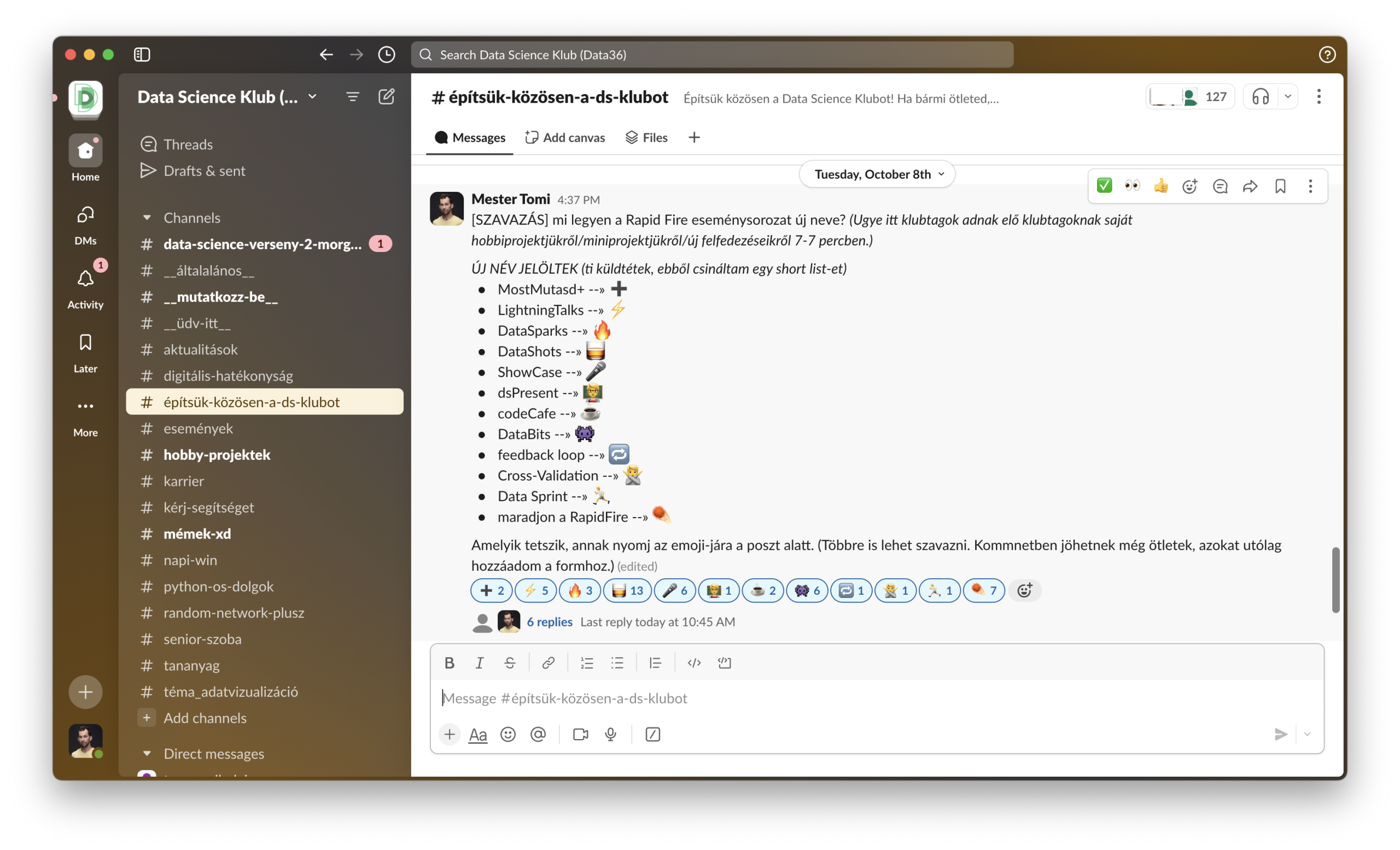 magyar data science slack forum kozosseg