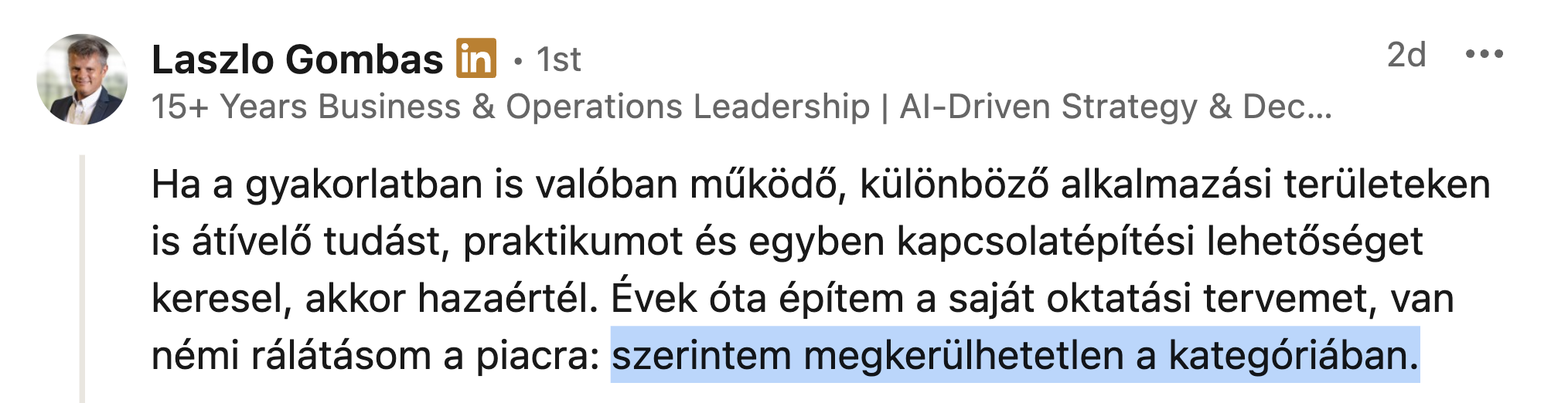 data science oktatás testimonial